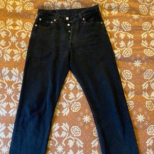 Vintage Levi's 501 Jeans with Button Fly Closure - Black 29 x 32